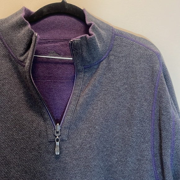 Tommy Bahama Purple & Gray Reversible Half-Zip Sweatshirt Size Large - Picture 6 of 8